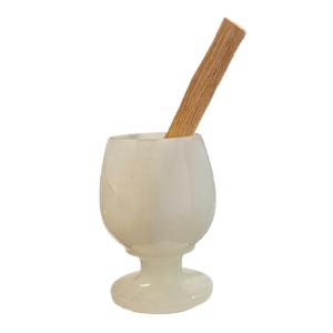 Onyx (Light Green) Hand Carved Palo Santo Stick Holder H: 9 X W: 6cm Onyx (Light Green) Hand Carved Palo Santo Stick Holder H: 9 X W: 6cm